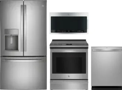 4 Piece Package Includes Refrigerator, Range, Microwave And Dishwasher